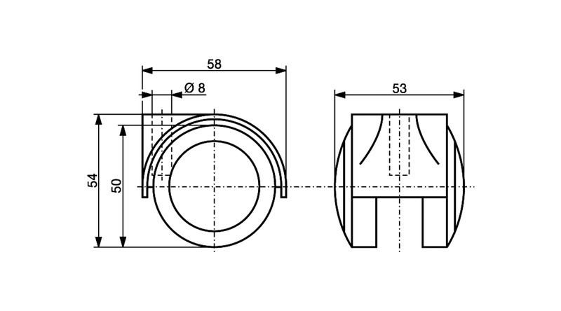 Meubelwiel Zwart Zacht 50 mm Stift M10