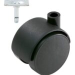 Meubelwiel Zwart Hard 40 mm met Bevestigingsplaat