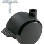 Meubelwiel Zwart Hard + Rem 50 mm met Bevestigingsplaat