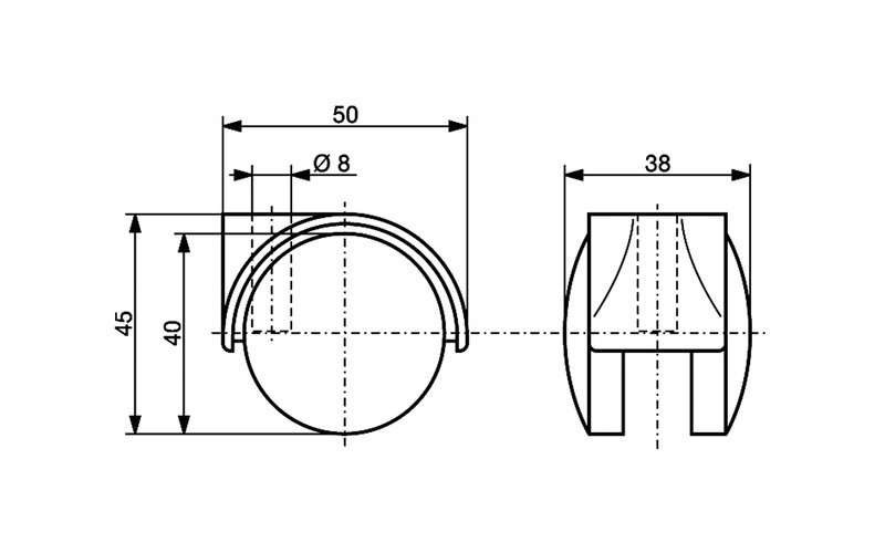 Meubelwiel Zilver Kunststof 40 mm met Bevestigingsplaat - Afbeelding 2
