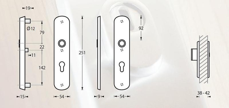 Intersteel SKG3 Veiligheid-schild PC72 doorgaand messing getrommeld - Afbeelding 2