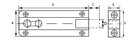 DX Profielschuif vlak messing 40 x 25 mm - Afbeelding 2
