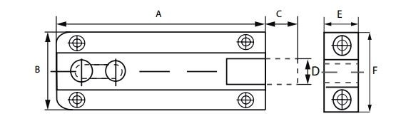 DX Profielschuif vlak messing 60 x 25 mm - Afbeelding 2