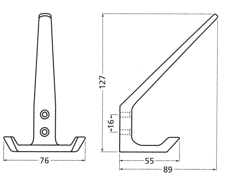Kapstokhaak aluminium dubbel - Afbeelding 2