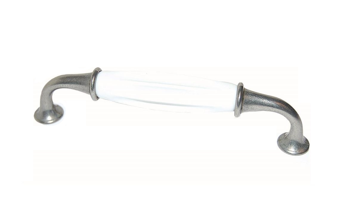 Greep Porselein Wit en Tin Kleur 128 mm