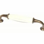 Greep Porselein crème en Brons 128 mm