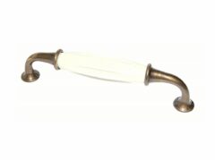 Greep Porselein crème en Brons 128 mm