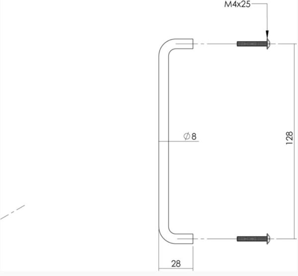 Intersteel draadgreep Ø8mm/128mm rvs - Afbeelding 2