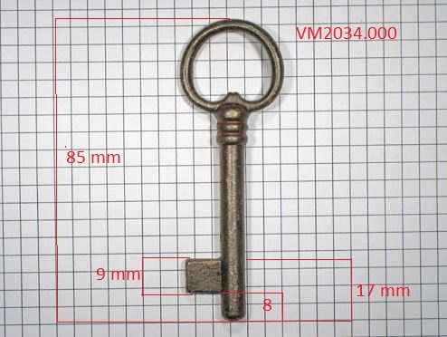 Sleutel ijzer geroest met pen 87 mm - Afbeelding 2