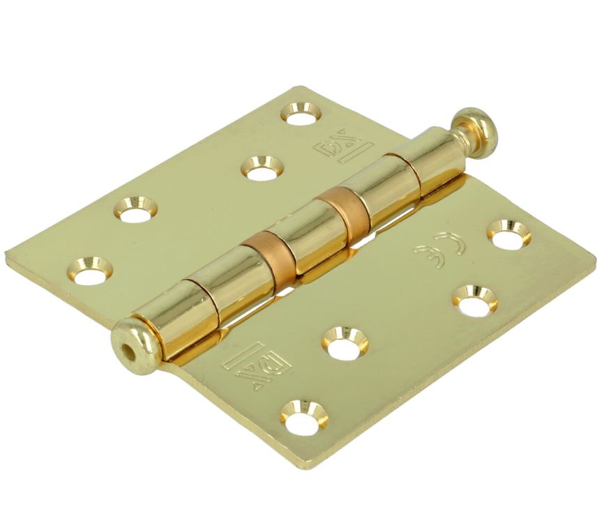 Kogellagerscharnier 89x89 mm rechte hoek losse pen vermessingd
