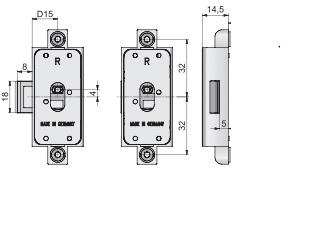 Spanjoletslot 15 mm links Vernikkeld - Afbeelding 2