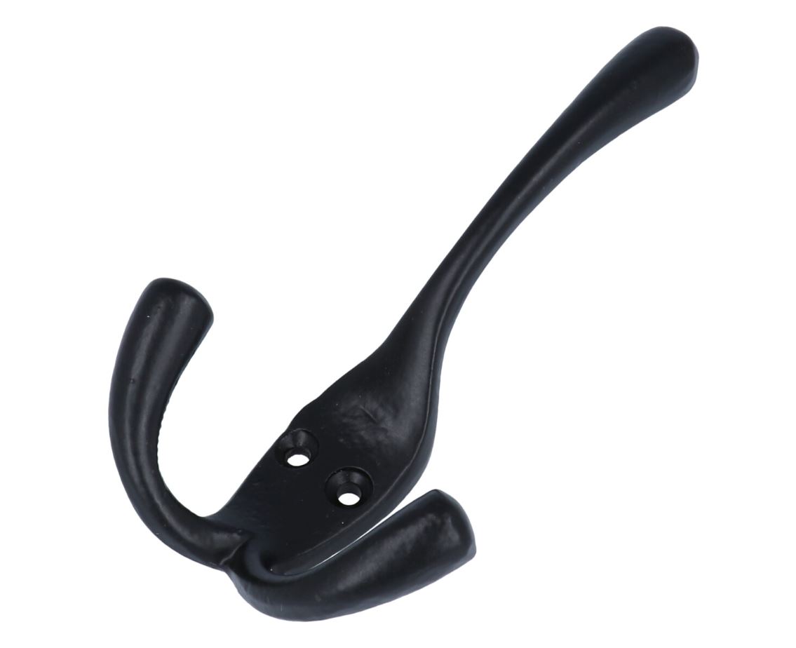Kapstokhaak dubbel ijzer zwart