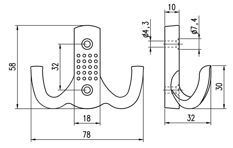 Kapstokhaak dubbel nikkel mat - Afbeelding 2