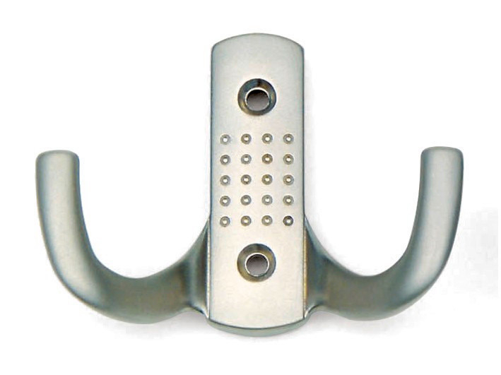 Kapstokhaak dubbel nikkel mat
