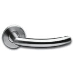 Gatdeel Rechts Deurkruk Half Rond 90° op rozet RVS