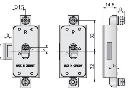 Spanjoletslot 15 mm rechts brons - Afbeelding 2