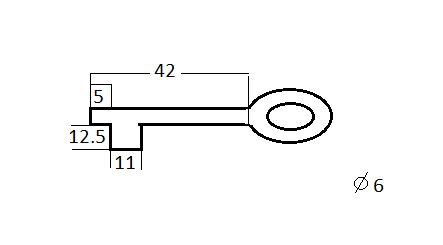 Sleutel gietijzer met pen 70 mm - Afbeelding 2