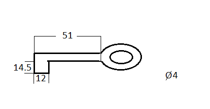 Sleutel messing met gat 70 mm - Afbeelding 2