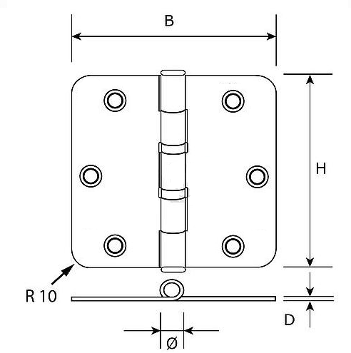 DX Kogellagerscharnier 76x76 mm ronde hoek rvs - Afbeelding 2