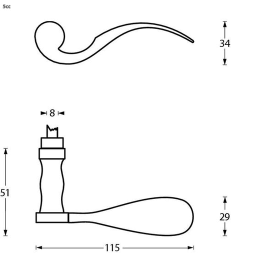 Intersteel deurklink Lepel mat zwart - Afbeelding 2