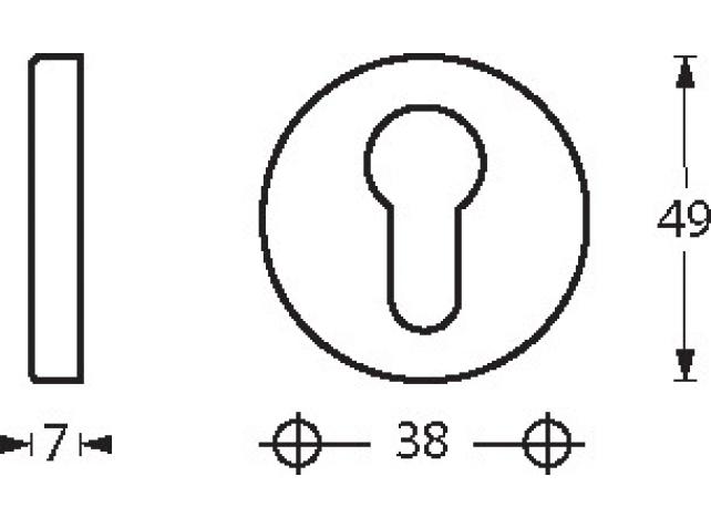 Intersteel cilinderrozetten verdekt ø49x7mm chroom