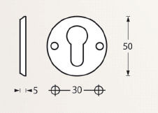Intersteel cilinderrozetten ø50x5mm nikkel