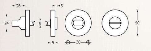 Intersteel wc-sluiting 8mm rond verdekt nikkel mat - Afbeelding 2