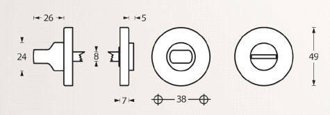 Intersteel wc-sluiting 8mm rond verdekt nikkel mat - Afbeelding 2