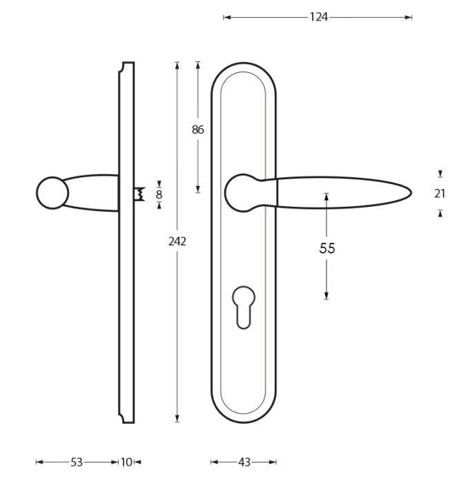 Intersteel deurklink Elen op langschild PC55 chroom/mat nikkel - Afbeelding 2