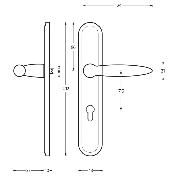 Intersteel deurklink Elen op langschild PC72 chroom/mat nikkel - Afbeelding 2