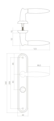 Intersteel deurklink Elen op langschild WC63/8 chroom/mat nikkel - Afbeelding 2