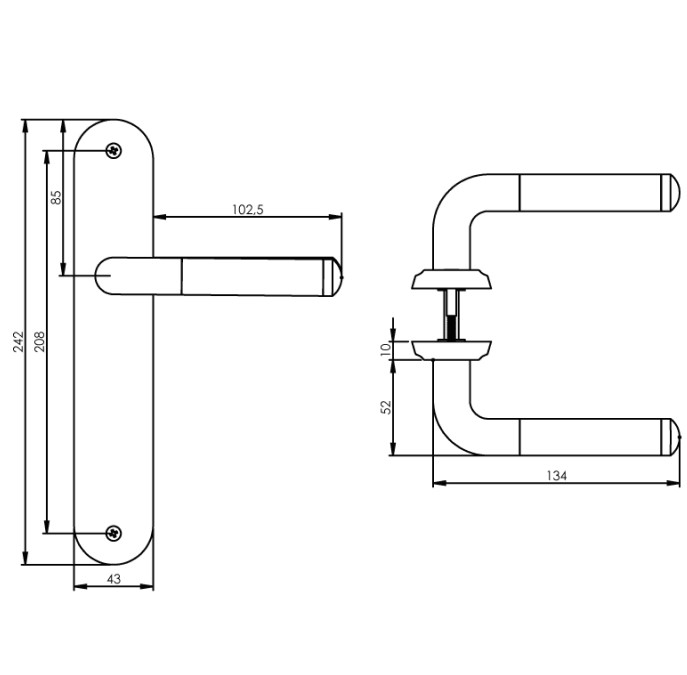 Intersteel deurklink Agatha op langschild blind chroom/mat nikkel - Afbeelding 2