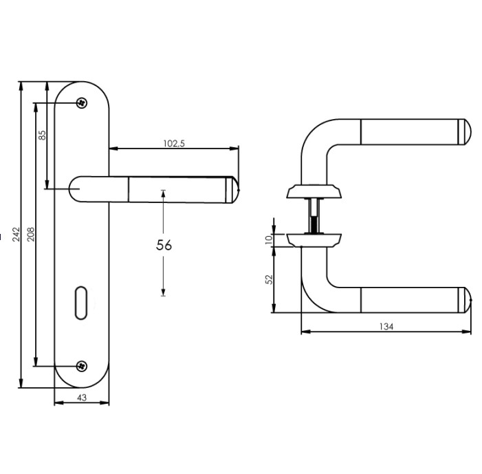 Intersteel deurklink Agatha op langschild SL56 chroom/mat nikkel - Afbeelding 2