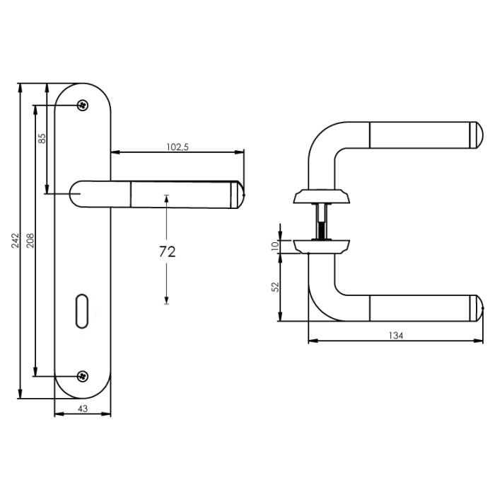 Intersteel deurklink Agatha op langschild SL72 chroom/mat nikkel - Afbeelding 2