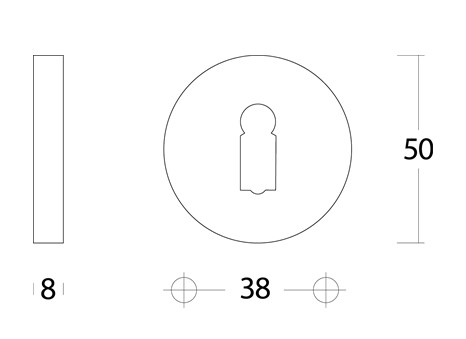 Intersteel sleutelrozetten verdekt ø50x8mm chroom