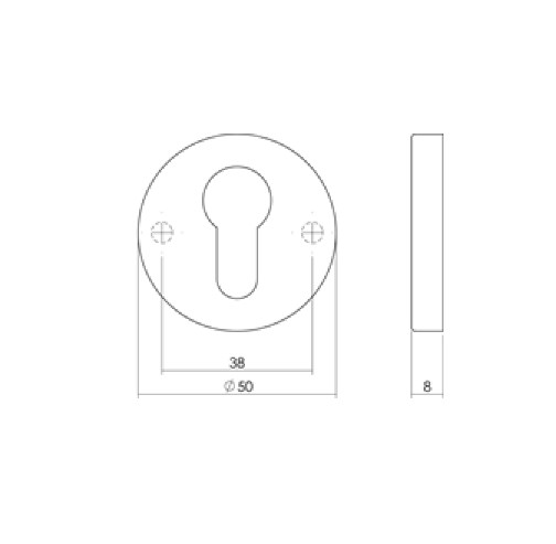 Intersteel cilinderrozetten verdekt ø50x8mm chroom