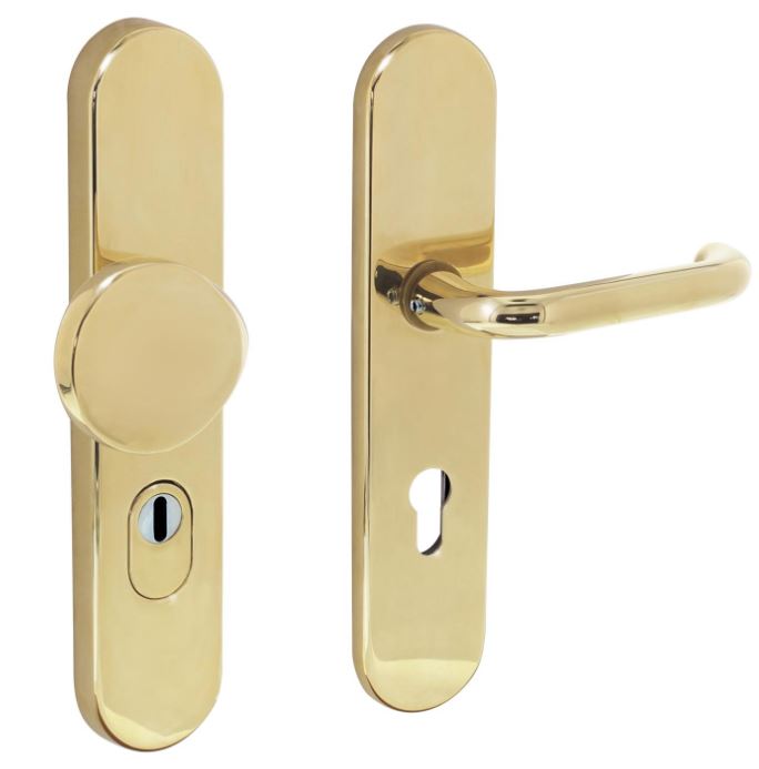 SKG3 met kerntrekbeveiliging PC72 greep/kruk messing gelakt