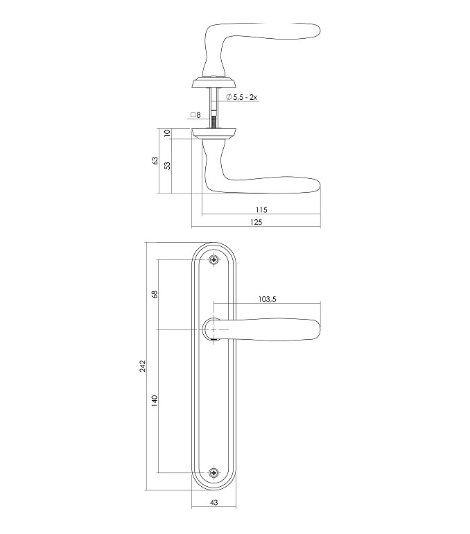 Intersteel deurklink Bjorn op schild blind nikkel mat - Afbeelding 2