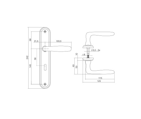 Intersteel deurklink Bjorn op schild SL56 nikkel mat - Afbeelding 2