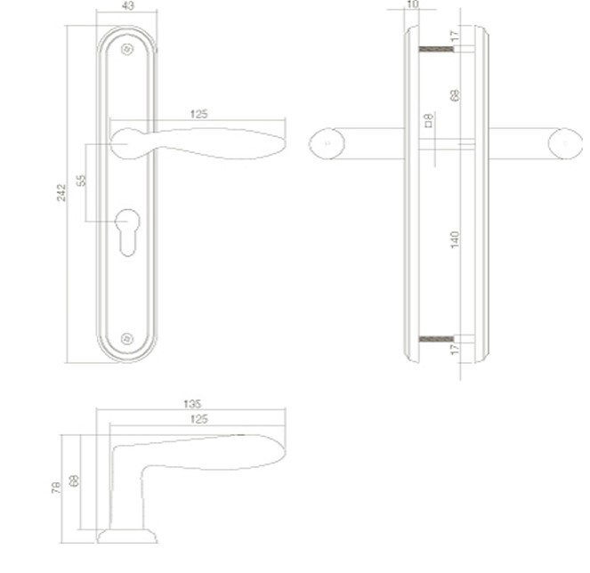 Intersteel deurklink George op langschild PC55 nikkel mat - Afbeelding 2