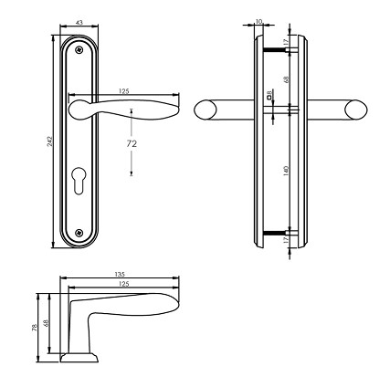 Intersteel deurklink George op langschild PC72 nikkel mat - Afbeelding 2