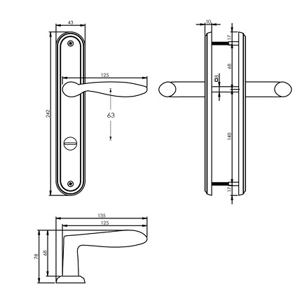 Intersteel deurklink George op langschild WC63/8 nikkel mat - Afbeelding 2