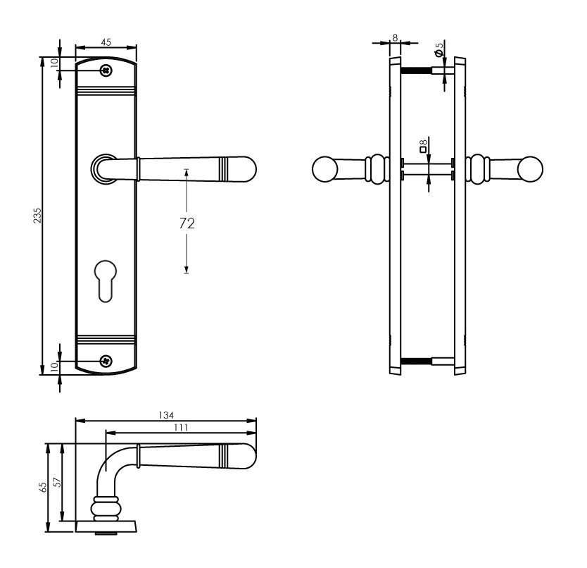 Intersteel deurkruk Helena op schild PC72 nikkel mat