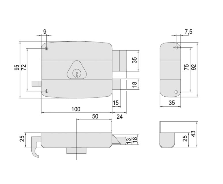 Oplegslot Cisa 5032 50 mm DIN links naar binnen draaiend