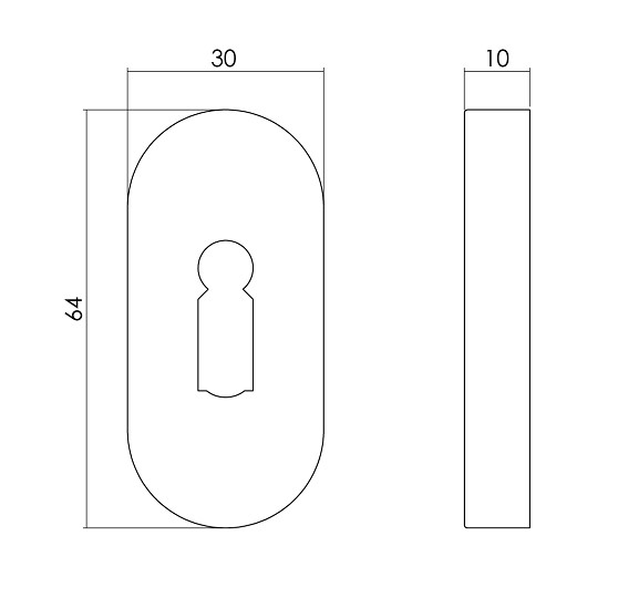 Intersteel sleutelrozetten verdekt ovaal 65x30x10mm rvs