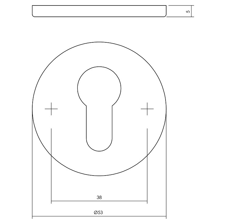Intersteel cilinderrozetten verdekt ø53x5mm structuur zwart