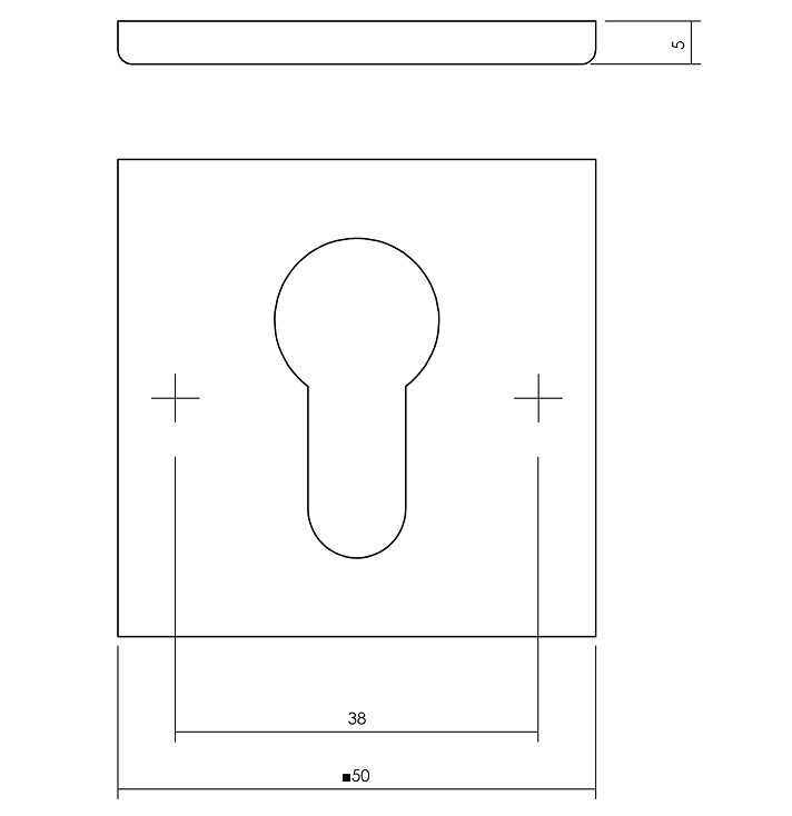 Intersteel cilinderrozetten verdekt 50x50x5mm structuur zwart