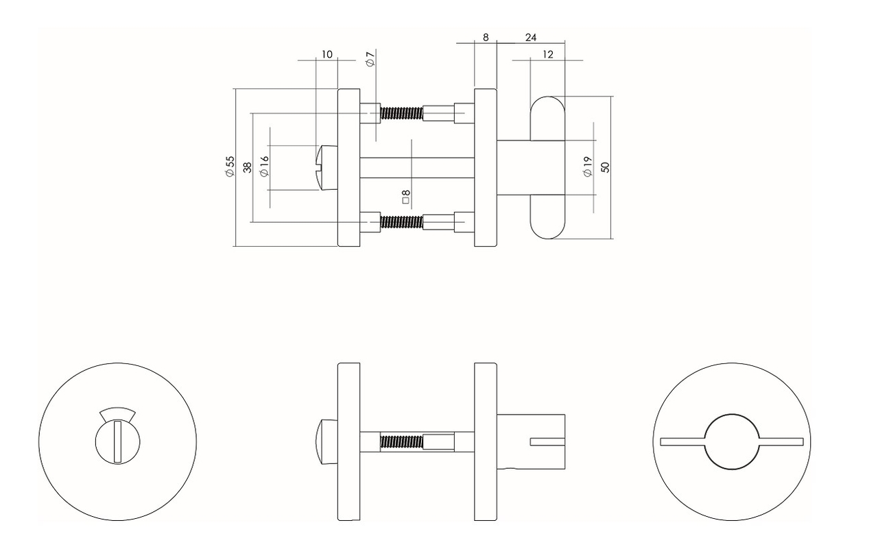 Intersteel wc-sluiting 8mm rond ITAL - Afbeelding 2