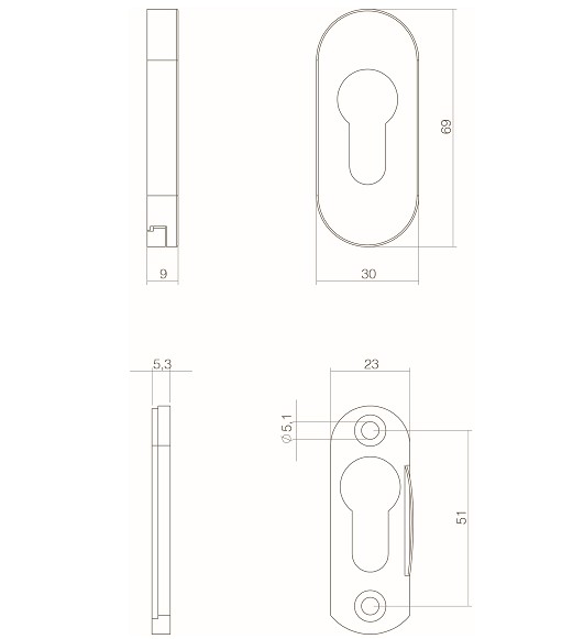 Intersteel Veiligheid-schuifrozet 10mm ovaal rvs - Afbeelding 2