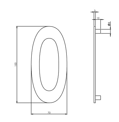 Intersteel huiscijfer nr. 0 150mm rvs - Afbeelding 2